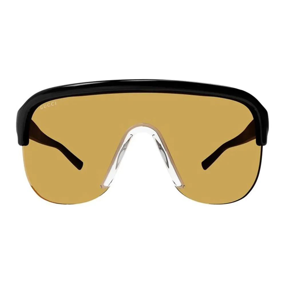 Gucci Sunglasses Shield Semi Rim, Black Frame and Orange Lens GG1645S005